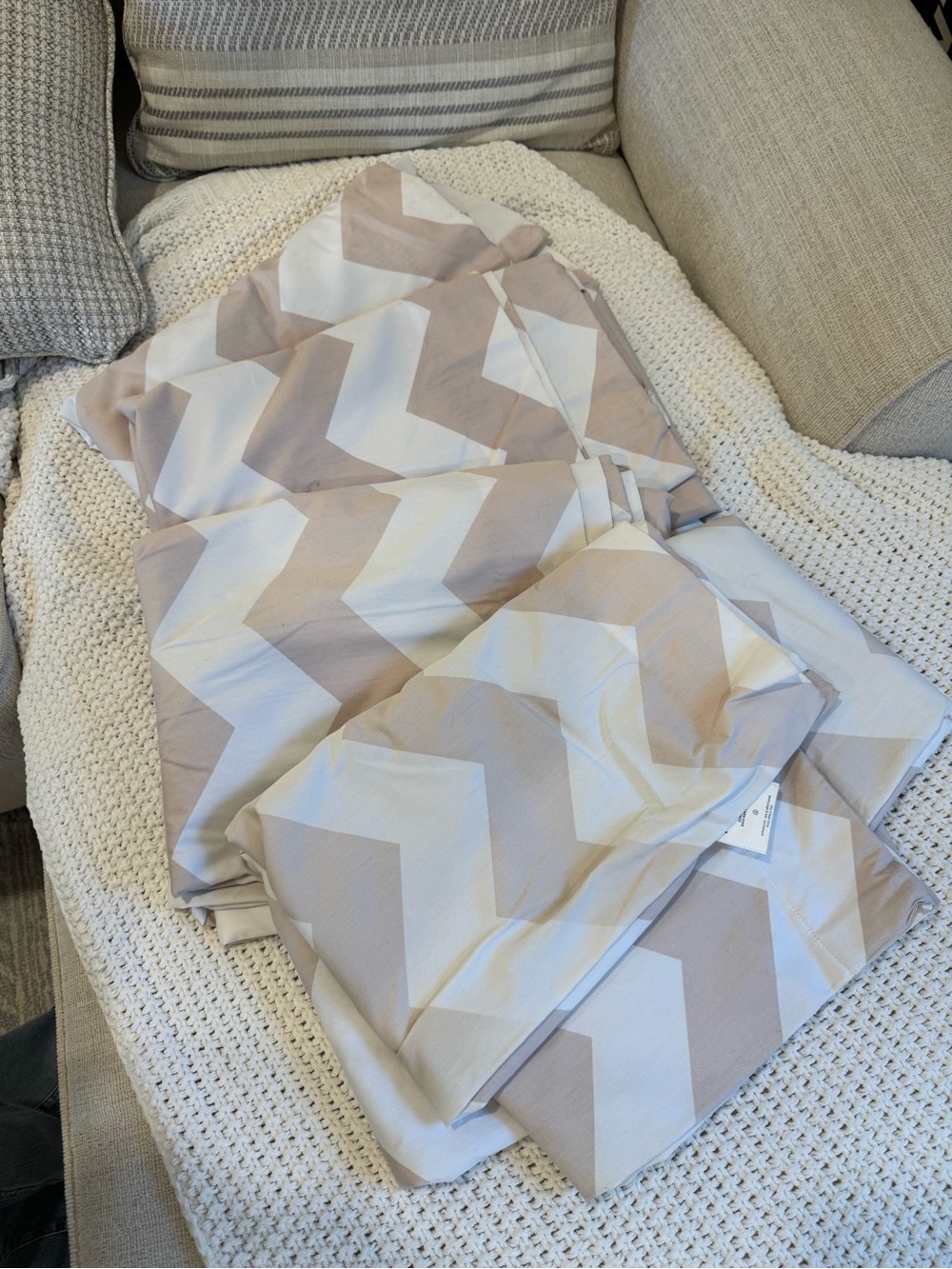 Beige/gray & White Chevron Blackout Curtains by Pottery Barn Kids